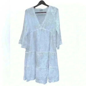 Talisman
Zelda V-Neck Floral Embroidered Tiered Hem Midi Dress 100%cotton, lined